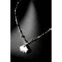 Collier Argent 925 Wire Wrapping Feuille Cristal Grise