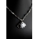 Collier Argent 925 Wire Wrapping Cristal de Swarovski Feuille Grise