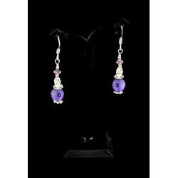 Boucles d'oreille Argent 925, Cristal Swarovski violet