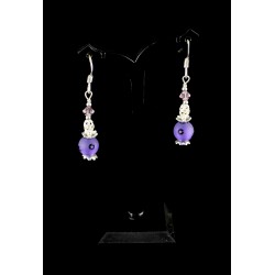 Boucles d'oreille Argent 925, Cristal violet