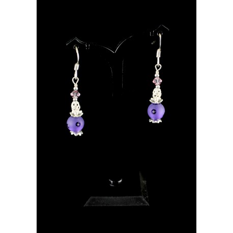 Boucles d'oreille Argent 925, Cristal Swarovski violet