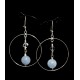 Boucles d'oreille Créoles avec Cristal de Roche et Agates bleues