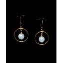 Boucles d'oreille Gold Filled Créoles avec Agates bleues