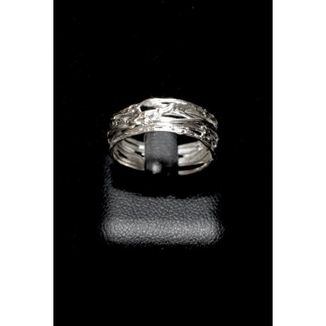 Bague Argent 999, Anneau filigrane Entrelacé T.54