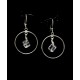 Boucles d'oreille Argent 925, Anneaux et Cristal de Roche craquelé