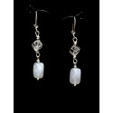 Boucles d'oreille Argent 925, Cristal de Roche et Labradorite