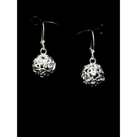 Boucles d'oreile Argent 999 Perles filigranes