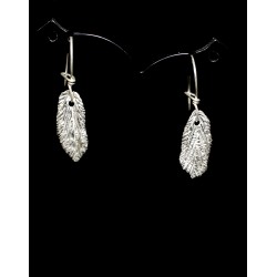 Boucles d'oreille Feuille Noisetier Argent 999