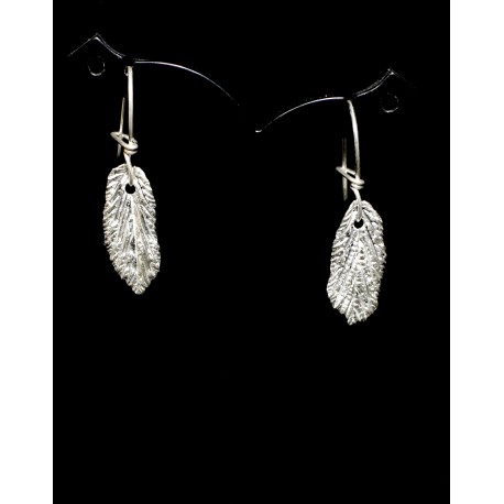 Boucles d'oreille Feuille Noisetier Argent 999