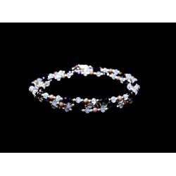 Bracelet 3 rangs Argent 925 tons violet, rose et blanc