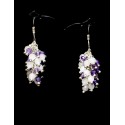 Boucles d'oreille Argent 925 Grappe Améthyste et Quartz rose