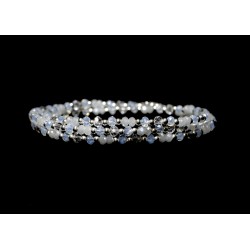 Bracelet 3 rangs Argent 925 tons blanc et cristal