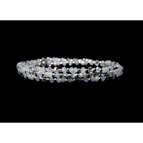 Bracelet 3 rangs Argent 925 tons blanc et cristal