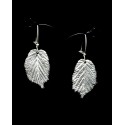 Boucles d'oreille Argent 999 Feuilles de Noisetier (moyennes)