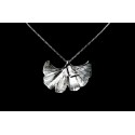 Collier Feuille de Ginkgo Argent 999 sur chaîne Argent 925