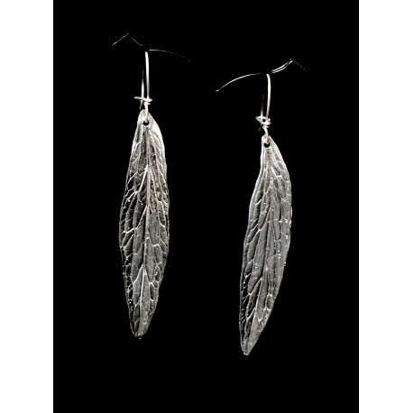 Boucles d'oreille Argent 999 Feuilles de Pivoine