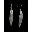 Boucles d'oreille Argent 999 Feuilles de Pivoine