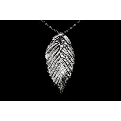 Collier Feuille de Charme Argent 999 sur chaîne Argent 925