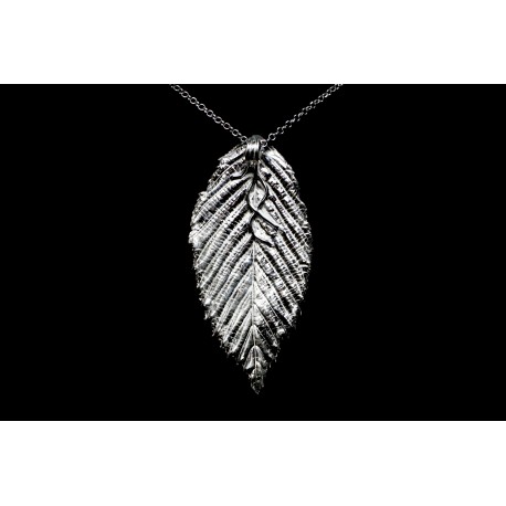 Collier Feuille de Charme Argent 999 sur chaîne Argent 925