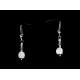 Boucles d'oreille Argent 925, Cristal de Roche craquelé et Cristal Swarovski gris