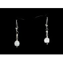 Boucles d'oreille Argent 925, Cristal de Roche craquelé et Cristal gris