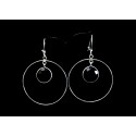 Boucles d'oreille Argent 925, Créoles avec breloques Onyx