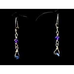 Boucles d'oreille Gold Filled, Améthyste et Dark Cristal