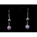 Boucles d'oreille Gold Filled, Galaxite et Lépidolite