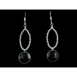 Boucles d'oreille Argent 925 et Onyx noir