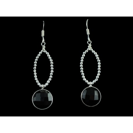 Boucles d'oreille Argent 925 et Onyx noir