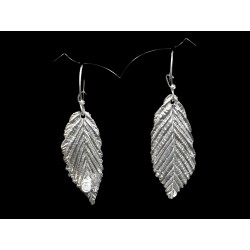 Boucles d'oreille Argent 999 Feuilles de Charme asymétriques