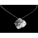 Collier Fleur d'Hortensia en Argent 999 sur chaîne Argent 925