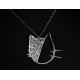 Collier Tête de Chat Filigrane en Argent 999