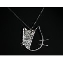 Collier Tête de Chat Filigrane en Argent 999