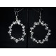 Boucles d'oreille Argent 925, Cristal de Roche, Quartz rutile et Spinelle