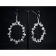 Boucles d'oreille Argent 925, Cristal de Roche, Quartz rutile et Spinelle