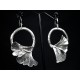 Boucles d'oreille Argent 999 Feuilles de Ginkgo sur anneau