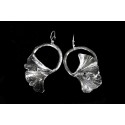 Boucles d'oreille Argent 999 Feuilles de Ginkgo sur anneau