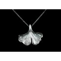 Collier Argent 999 Feuille de Ginkgo (moyenne)