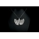 Collier Argent 999 Feuille de Ginkgo avec Oxyde de Zirconium