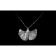 Collier Argent 999 Feuille de Ginkgo avec Oxyde de Zirconium