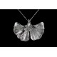 Collier Argent 999 Feuille de Ginkgo avec Oxyde de Zirconium