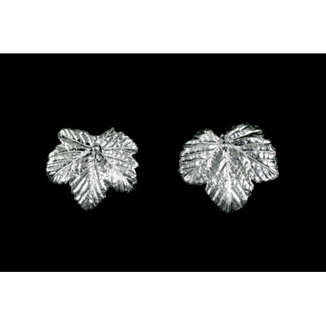 Boucles d'oreille Argent 999 Puces Feuilles de Groseiller (moyennes)