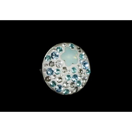 Bague Argent 925 et Fleur Cristal Turquoise