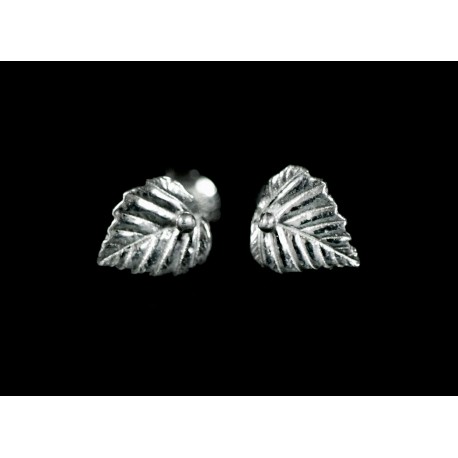 Boucles d'oreille Argent 999 Feuilles de Bouleau (très petites)